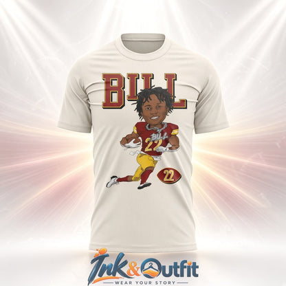 Washington Commanders Bill Croskey Merritt Number 22 Cartoon Football Graphic T Shirt