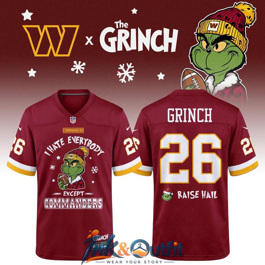 Washington Commanders Grinch Christmas Football Jersey
